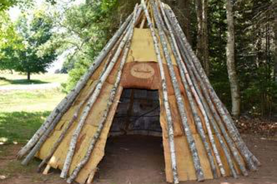 Wigwam made of white birch poles.