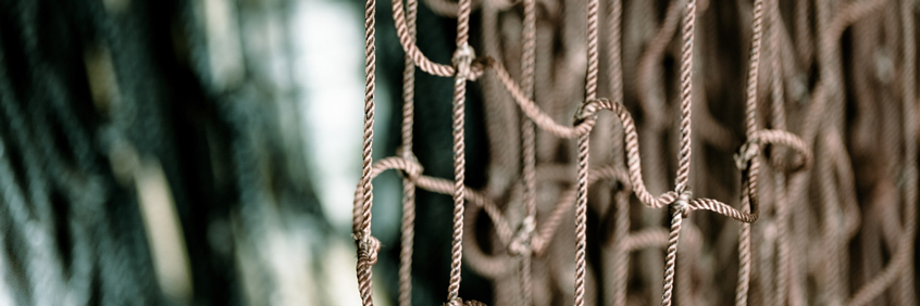 Seine line hanging in the net loft.