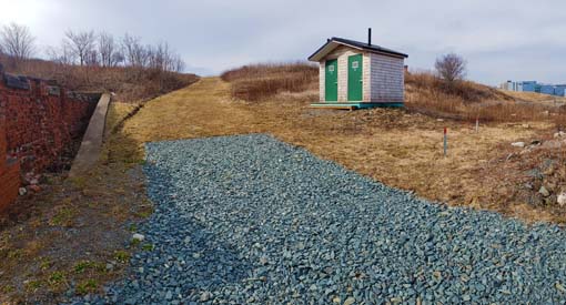 Section A – The trail changes from gravel to firm grass with a 12% slope.