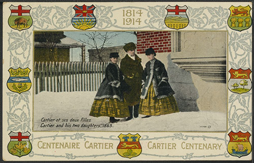 1863 illustration of Sir George-Étienne Cartier and his two daughters