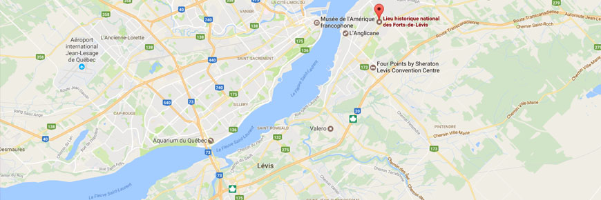 Carte Google  vers les Forts-de-Lévis