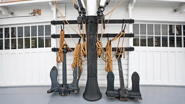 Anchors on the bow deck of the S.S. Klondike