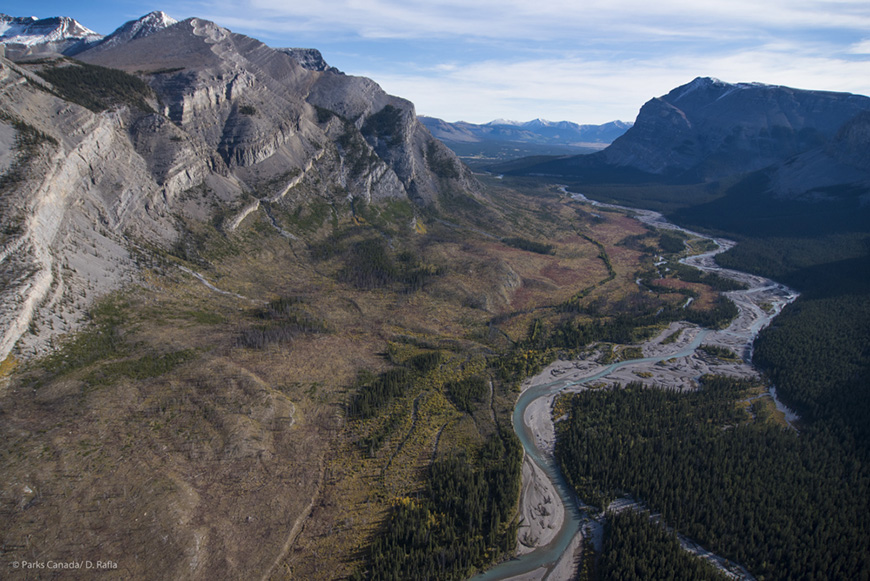 aerial view of back country (Red Deer Valley)