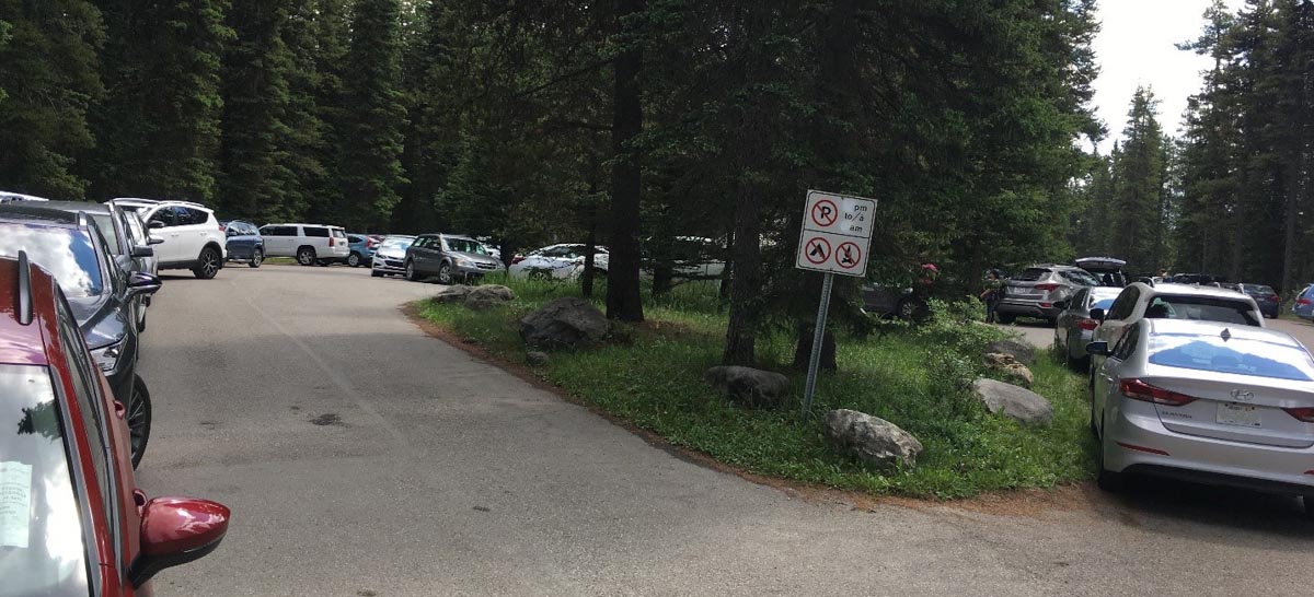 Visitors park outside of designated stalls at the Fairview day use area, 2018.