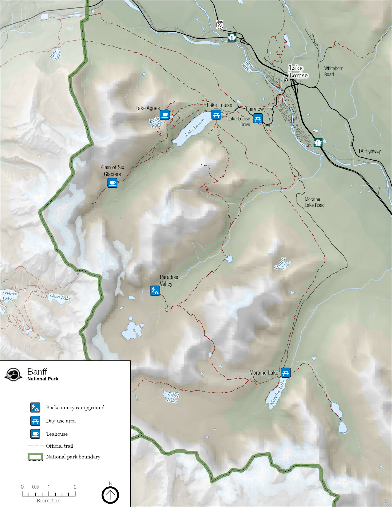 Map of visitor use considerations. More details below. 