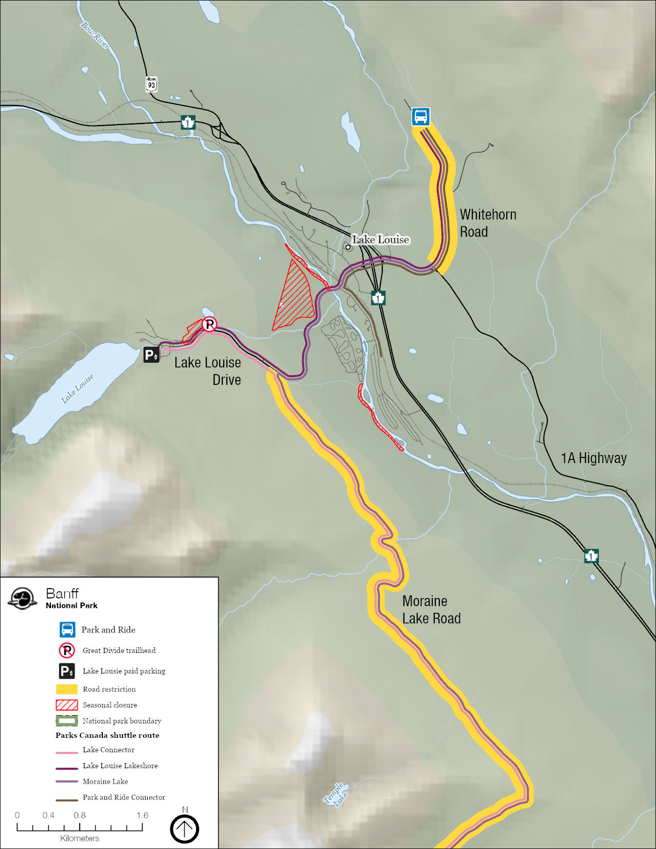 Map of visitor use management actions. More details below.