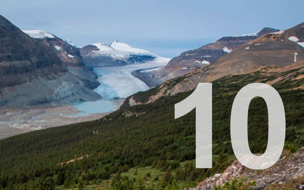 Ice fields parkway - aerial shot of glacier 