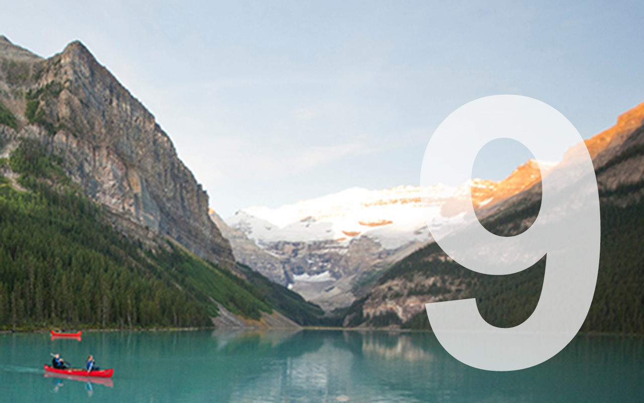 lake louise in the summer, near sunset 