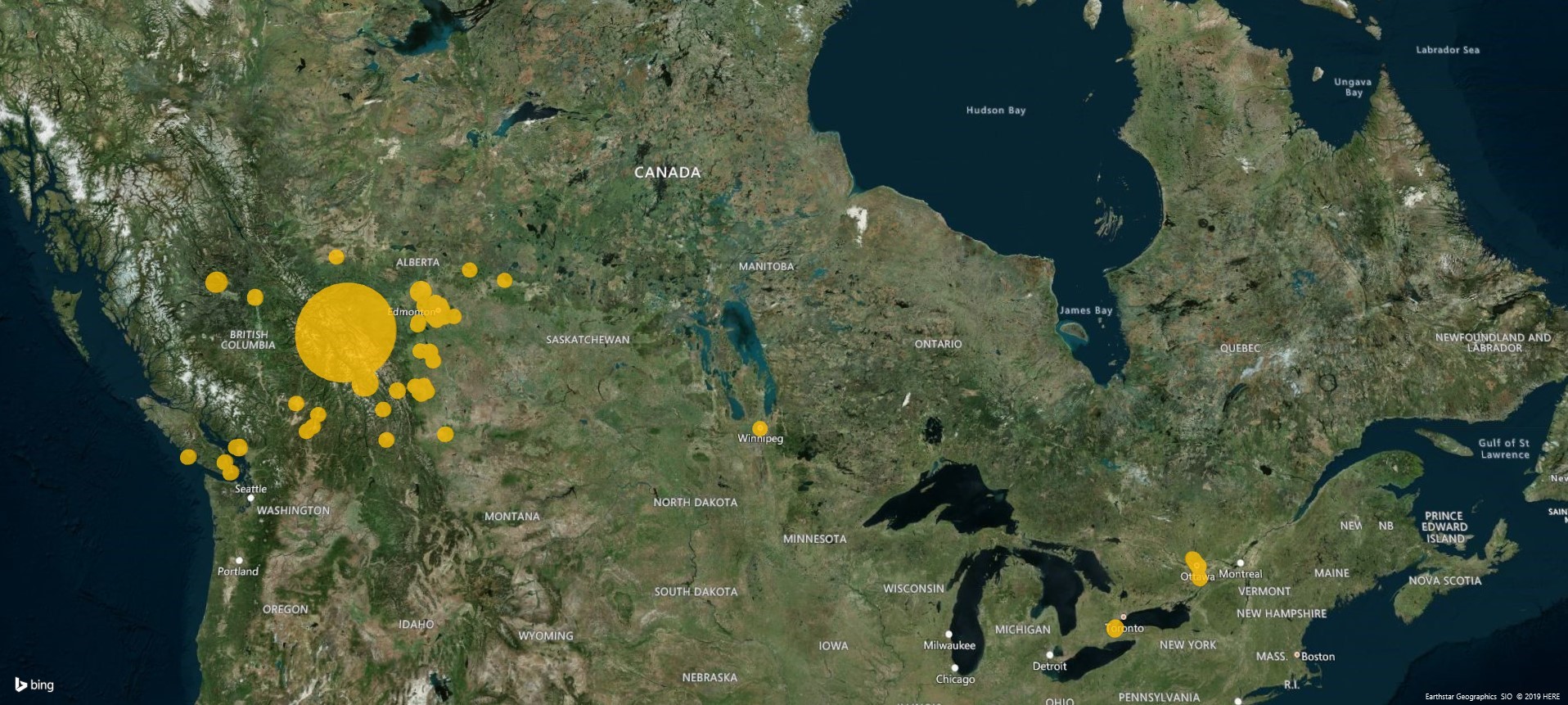 Geographical distribution of website participants from Western Canada