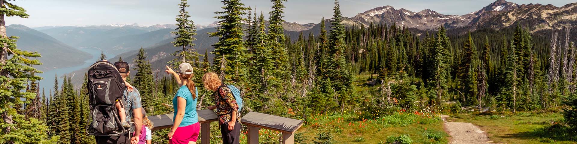 Family of four at a scenic lookout