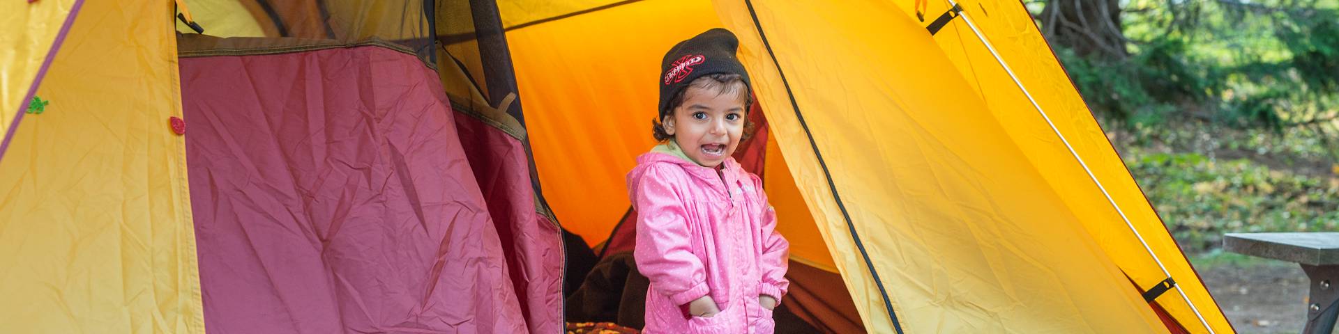 A girl in a tent