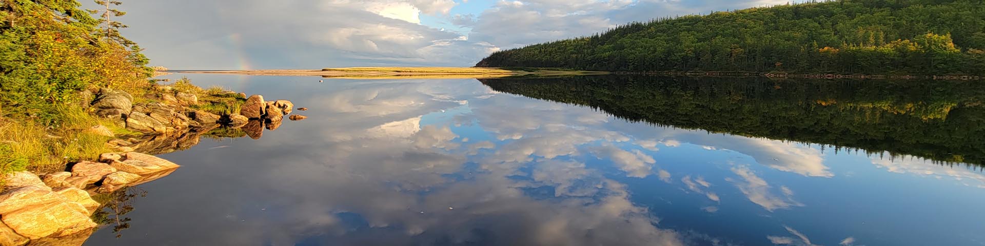 A lake on a calm and sunny day.