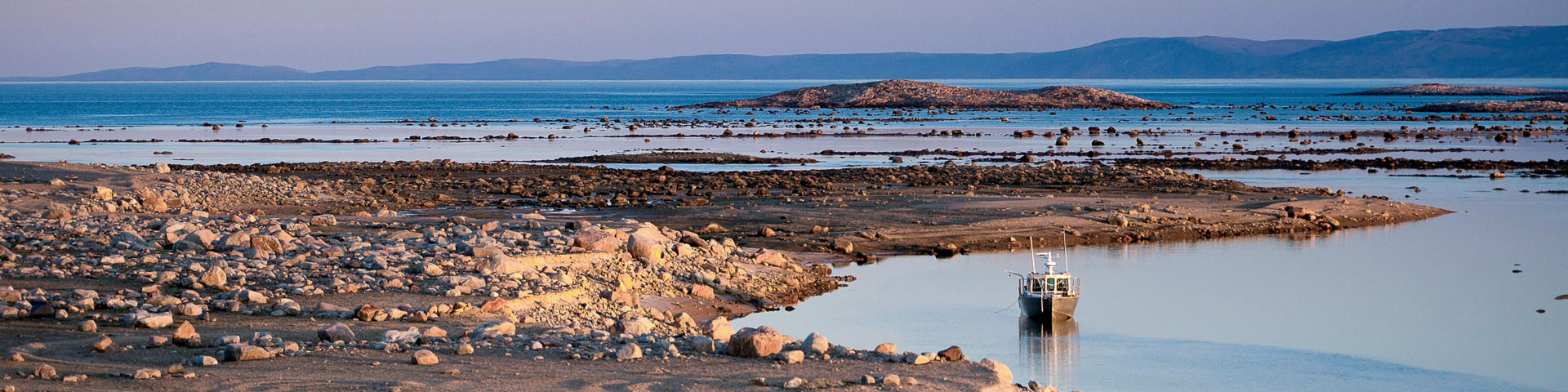 A boat on Wager Bay in Ukkusiksalik National Park. 