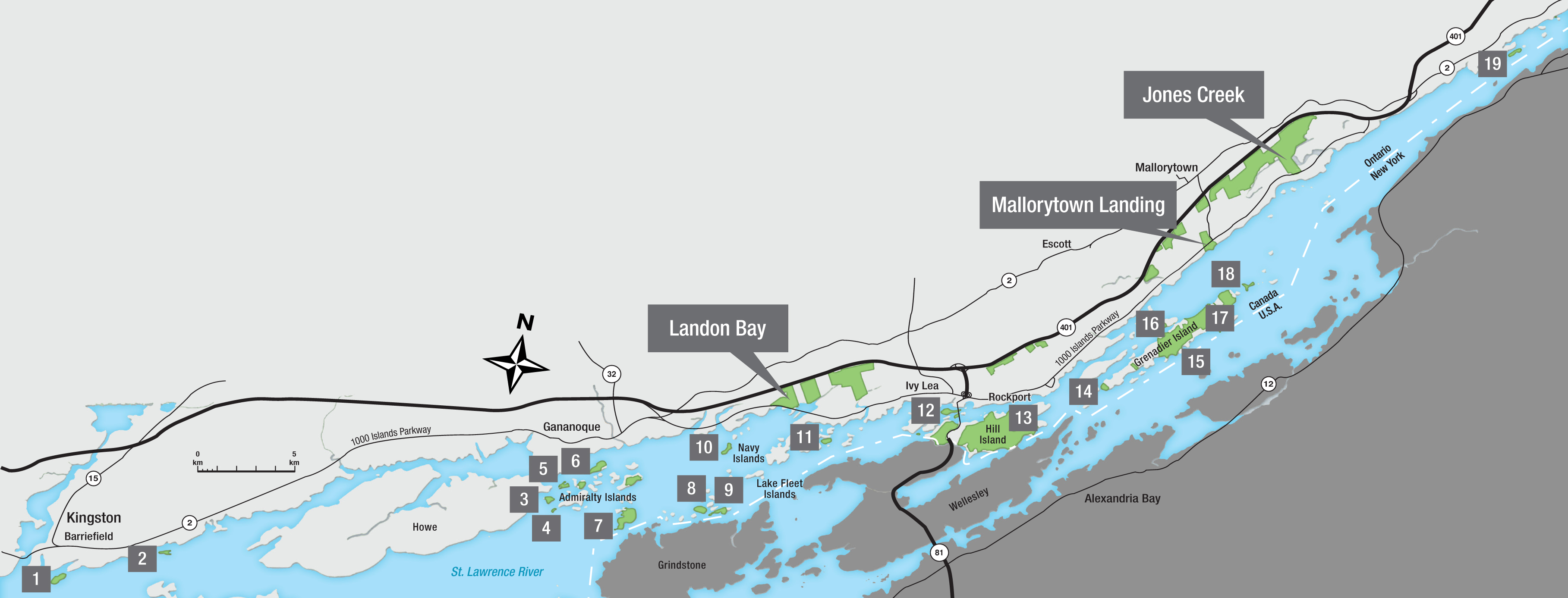 Map of the 1000 islands