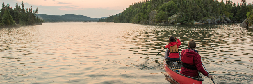 Two people in a canoe on the water