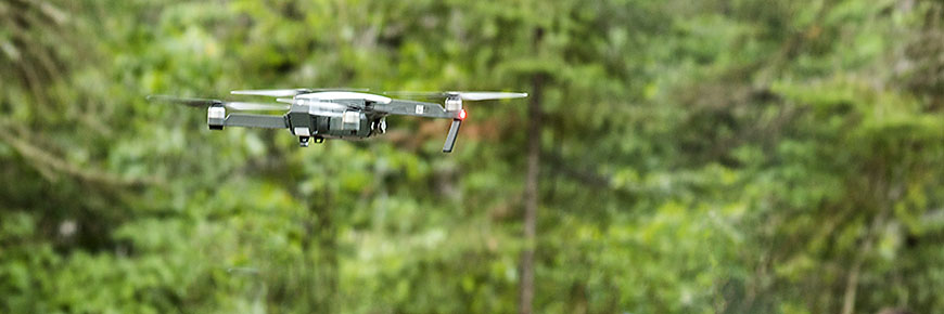 A drone in flight.