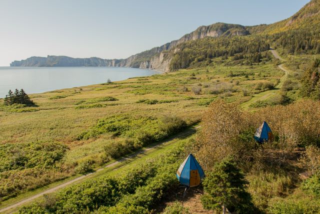 Aerial view of two Oasis campsites