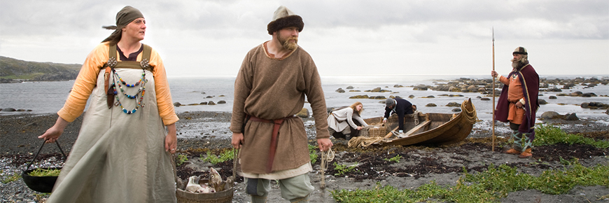 Costumed interpreters at the seaside