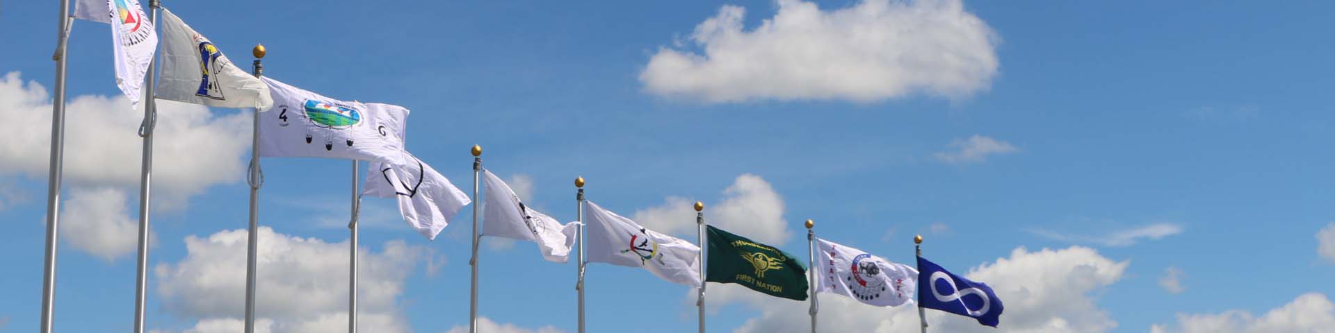 Multiple flags in the wind.